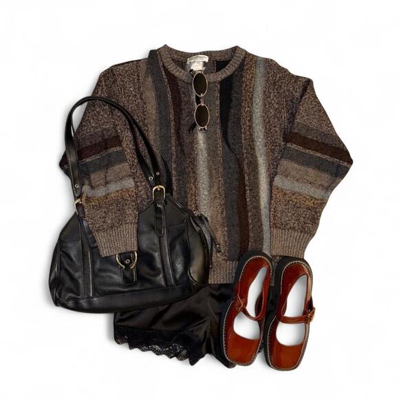 Reclaimed Vintage Sweaters - Vintage Vtg 90s coogi style Norm Thompson wool sweater grandpacore streetwear